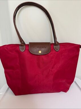 L’Atelier Red Tote with Brown Leather Trim